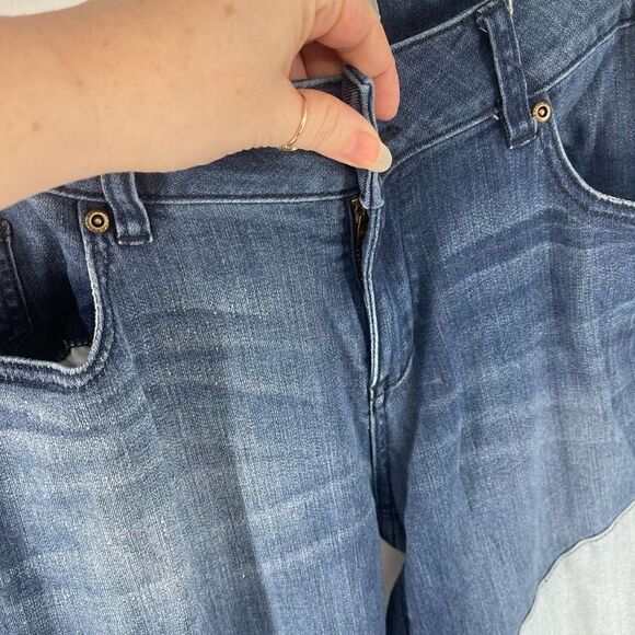 New York & Company patchwork boho stretch skinny jeans denim 10 EUC - Picture 11 of 11